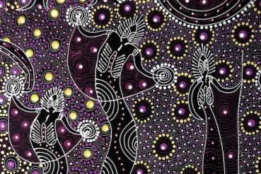 PURPLE DANCING SPIRIT Aborigines Stoff aus Australien